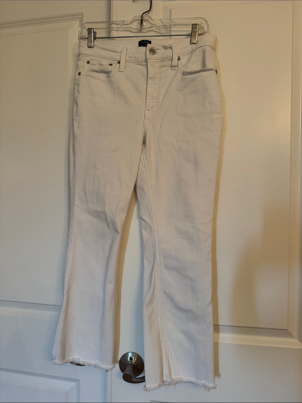 J. Crew White Mid-Rise Flare Crop Jeans